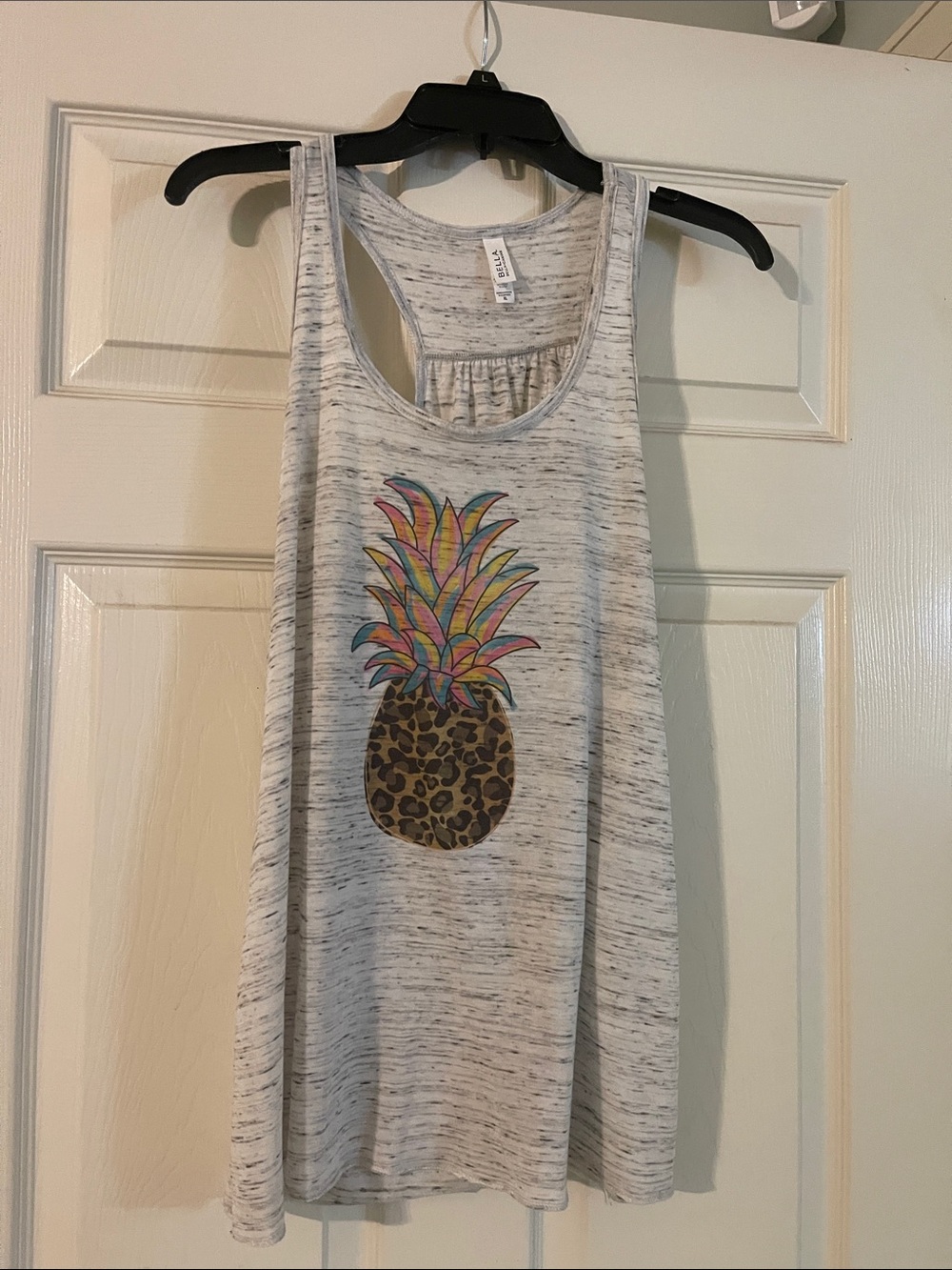 Bella Canvas Gray Marble Tank Top with Colorful Pineapple Graphic